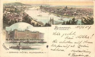 Budapest, Grand Hotel Hungária, Corso. Art Nouveau, floral, litho  (fa)