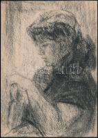 Olvashatatlan jelzéssel: Varró lány. Szén, papír, 23×16 cm