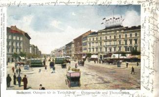 1899 Budapest VI. Ocotogon tér és Teréz körút, villamosok, Budapest Képes Politikai Napilap. Walter Haertel Wien C. Andelfinger & Cie Nr. 151.