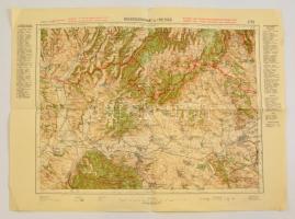 1932 Balassagyarmat és Ipolyság katonai térképe, kiadja a M. Kir. Állami Térképészet, közepén kis hiánnyal, szakadással, 62x47 cm