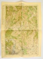 1938 Budapest és környékének katonai térképe, kiadja a M. Kir. Honvéd Térképészeti Intézet, hajtott, 62x46 cm