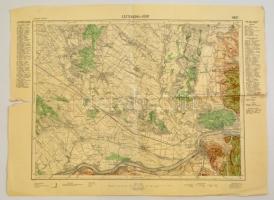 1937 Esztergom és Kürt katonai térképe, kiadja a M. Kir. Állami Térképészet, szakadással, 47x62 cm