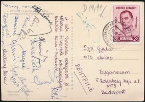 cca 1960 A magyar  női  röplabda válogatott tagjai által aláírt és hazaküldött képeslap