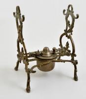 Gerhardt & Co alpakka szamovár, teaszűrővel, réz tartóval, jelzett, jó állapotban, m:35 cm