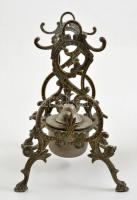 Gerhardt & Co alpakka szamovár, teaszűrővel, réz tartóval, jelzett, jó állapotban, m:35 cm