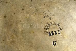 Gerhardt & Co alpakka szamovár, teaszűrővel, réz tartóval, jelzett, jó állapotban, m:35 cm