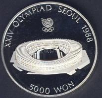 Dél-Korea 1987. 5000W Ag "Szöuli olimpia - stadion" T:PP