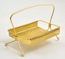 Rattan-fém  kényértartó kosár, és fém kínáló, egyiken apró csorba, 47×28 cm, 21×12 cm