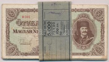 1945. 50P (25x) eredeti bankjegy kötegelővel összefogva! T:III,III-