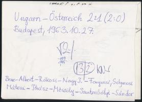 1963 A magyar válogatott magyar-osztrák mérkőzésen, fotó, hátulján feliratozva, 13×18 cm