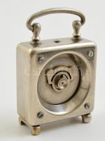 Art deco 8 napos ébresztőóra, porcelán számlappal, működik, 9x6x2,5 cm