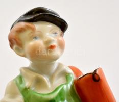 Herendi cipész fiú, kézzel festett, hibátlan, jelzett, m: 18 cm