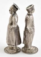 Ezüst(Ag) fűszertartó, legény és leány, 2 db, jelzett, m: 9 cm, nettó: 111,2 g