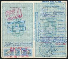 1964 Meghosszabbított görög útlevél egyiptomi, ciprusi bélyegzésekkel