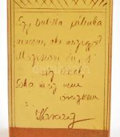Karcagi pálinkás butella, kézzel festett mázas kerámia, sérült parafa dugóval, mókás felirattal, m:2...