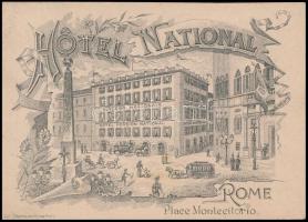 cca 1900 Hotel National Roma, reklám kártya / Advertising 12x8 cm