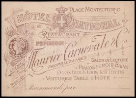cca 1900 Hotel National Roma, reklám kártya / Advertising 12x8 cm