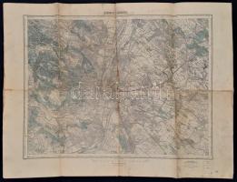 1923 Budapest és környékének katonai térképe, 1:75000, M.Kir. Állami Térképészet, a hátoldala javított, 47x62 cm.