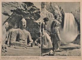 cca 1941 Az öt világrész térképe, szakadt,116x84 cm