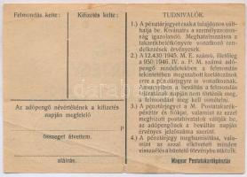 1946. 10.000.000AP nem kamatozó Pénztárjegy "Másra Át Nem Ruházható" bélyegzés nélkül T:II...