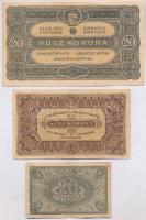 1920. 20f + 20K + 1923. 100K "Magyar Pénzjegynyomda Rt. Budapest" T:III,III-