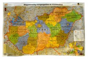 Magyarország közigazgatása és közlekedése nagyméretű laminált térkép 120x100 cm