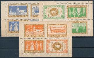 1925 Jókai kiállítás a Nemzeti múzeumban 3 klf színű levélzáró kisív