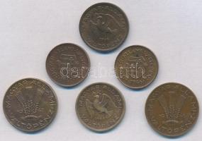 1946-1947. 2f Cu-Zn (2x) + 1946-1948. 10f Cu-Zn (2x) + 1946-1947. 20f Cu-Al (2x) T:1- patina, kis sz...
