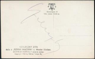 cca 1940 Szeleczky Zita színésznő dedikálása, aláírása az őt ábrázoló fotólapon