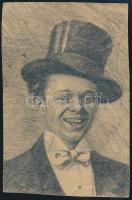 cca 1920 Jelzés nélkül: Cilinderes férfi. Ceruza, papír. 13x8 cm