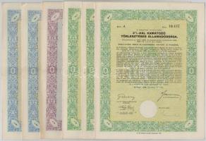 10db-os kötvény és részvény tétel, közte 1926. "Nemzeti Hitelintézet Részvénytársaság" rés...