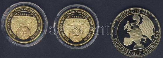 Németország 1988. "Labdarúgó EB" aranyozott emlékérem + 1996. "Labdarúgó EB-Anglia" aranyozott emlékérem 2klf db! T:PP Összesen 3db! 2db tanúsítvánnyal!
