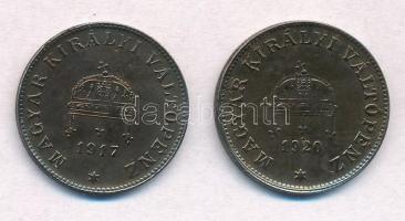 1917KB-1920KB 20f Fe (2x) T:1- kis ph., kis patina