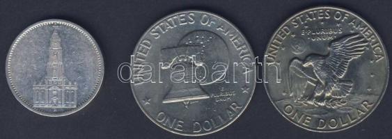 Német 3. Birodalom 1935A 5M Ag "Garnisonkirche" T:2/3 + USA 1976+1977. 1$ 2klf db T:2,2/3