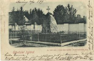 1899 Igló, Iglau, Spisská Nová Ves; A templomkertben állított, 1849-es csata hősi halállal elesett honvédek sírja, emlékmű. Csetényi Emil kiadása / 1849 Heroes monument in the churchyard (r)