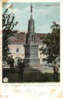 Igló, Iglau, Spisská Nová Ves; Honvédemlék az 1849-es hősök emlékére, háttérben Takarékpénztár. Kiadja Feitzinger Ede 898a. / Das Honvéd Denkmal m. d. Sparcassagebäude / 1849 Heroes monument, Savings Bank (EK)