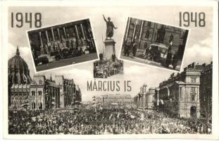 1848-1948 Budapest V. A Magyar Szabadságharc 100. évfordulója emlékére. Centenáriumi ünnepségek a Kossuth Lajos és Petőfi Sándor szobornál, a Batthyány örökmécsesnél és az Országház előtt