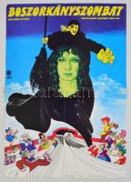 1984 Boszorkányszombat, magyar mesefilm plakát, rendezte: Rózsa János, hajtásnyommal, 56,5x39,5 cm
