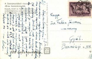 1948 Budapest, a Szovjetunióból visszatért 1848-as szabadságharci honvédzászlók. 100 éves a honvédsé...