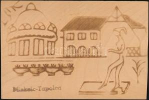 Miskolctapolca, Tapolca (Miskolc); fa képeslap / Hungarian modern wooden postcard