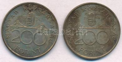 1993. 200Ft Ag "MNB" (2x) T:2 patina