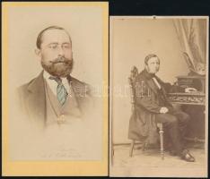 cca 1869 Vizitkártya méretű fényképek, 2 db fotó, az egyik színezett, 9,5x6 cm és 10,5x6,5 cm
