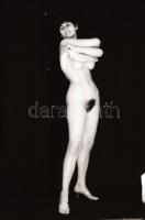 cca 1972 Kilenc modell egy-egy pillanata, 9 db szolidan erotikus felvétel negatívja, 24x36 mm