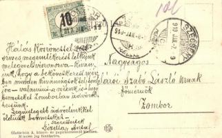 Szécsény a jövő században. Montázslap, Glattstein A. kiadása / in the future montage postcard (EK)