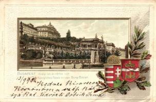 Budapest I. Királyi lak és várbazár. Címeres dombornyomott litho / Coat of arms, Emb. litho (Rb)