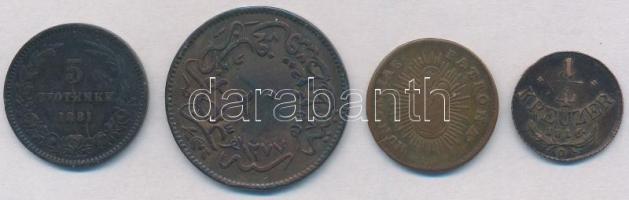 4db-os vegyes magyar és külföldi rézpénz tétel, közte 1816O 1/4kr Cu; Oszmán Birodalom 1861. (1277/4) 20p Cu T:2- ph. 4pcs of various copper coins, including Hungary 1816O 1/4 Kreuzer Cu; Ottoman Empire 1861. (1277/4) 20 Para Cu C:VF edge error