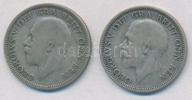 Nagy-Britannia 1927-1929. 1Sh Ag V. György (2x) T:2-,3 Great Britain 1927-1929. 1 Shilling Ag George V (2x) C:VF,F