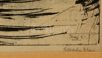 Élesdy István (1912-1987): Vajda-Hunyad vára, rézkarc, papír, jelzett, paszpartuban, 47×32,5 cm