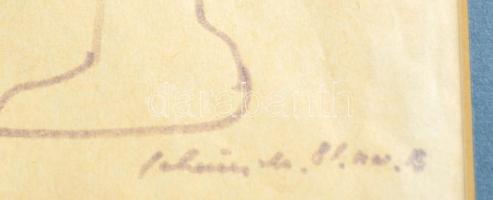 Schéner Mihály (1923-2009): Gabikának, tus, papír, jelzett, üvegezett fa keretben, 28,5×18,5 cm