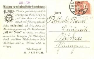 Budapest VI. Plesch H. fémtisztító szövetgyár reklámlapja / Fabrik imprägnirter Putzlappen. Aradi ut...